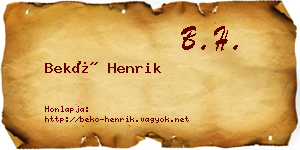 Bekő Henrik névjegykártya